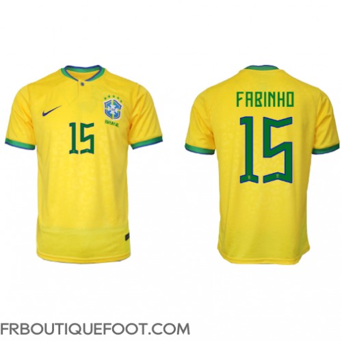 Maillot de foot Brésil Fabinho #15 Domicile vêtements Monde 2022 Manches Courtes